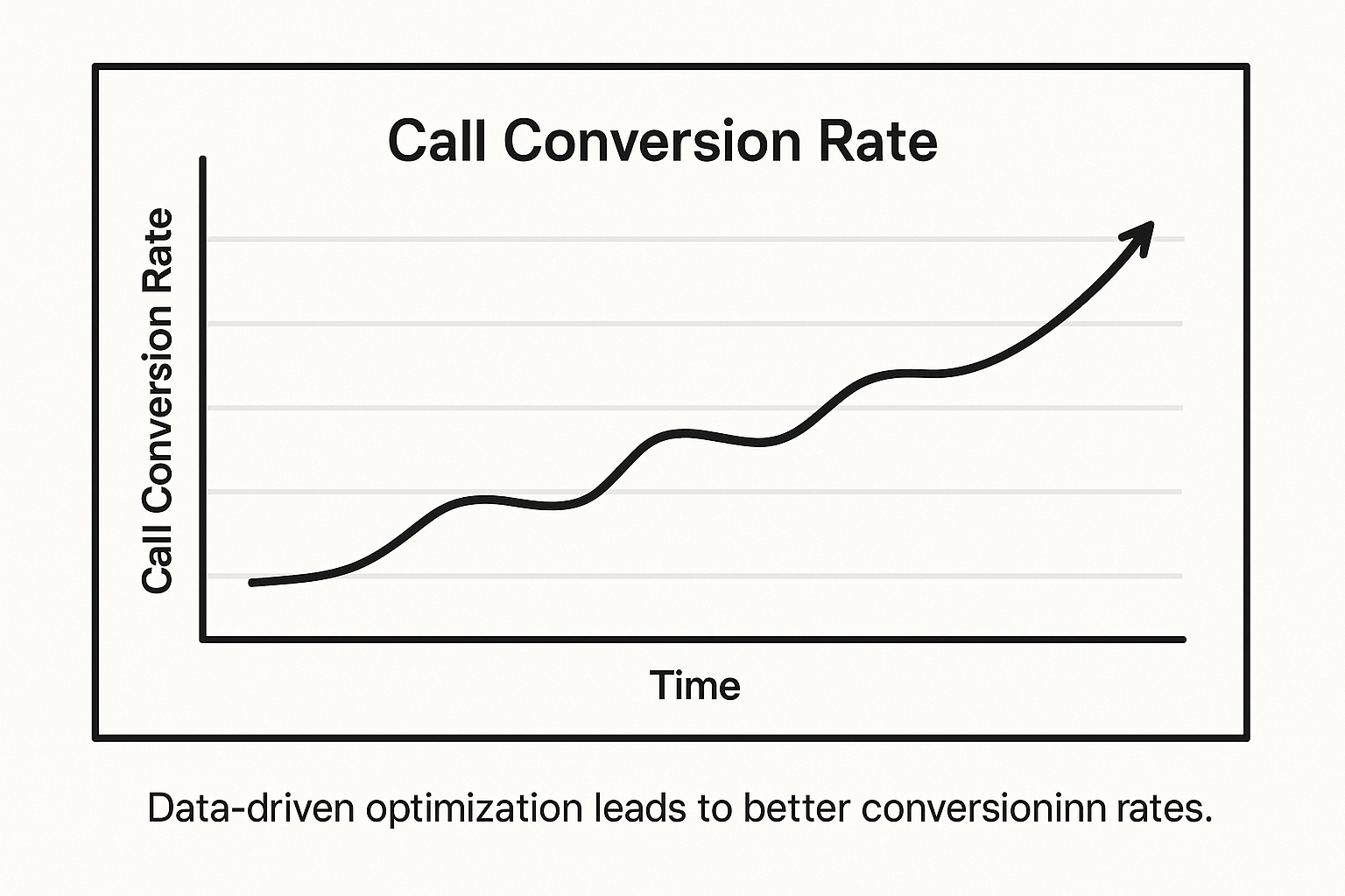 Line chart showing an increasing call conversion rate over time due to optimization